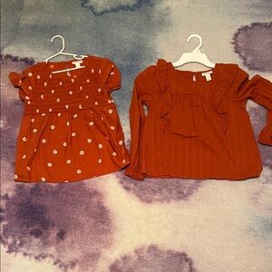 Cat & Jack Red Ruffle and Polka Dot Tops. Size 7/8